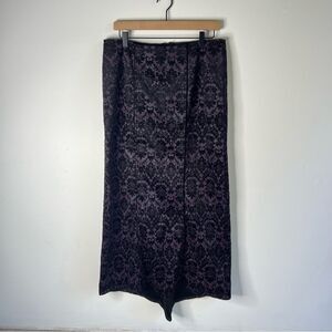 LIP SERVICE Vintage Black and Purple Velvet Lace Maxi Pencil Skirt Large LA USA